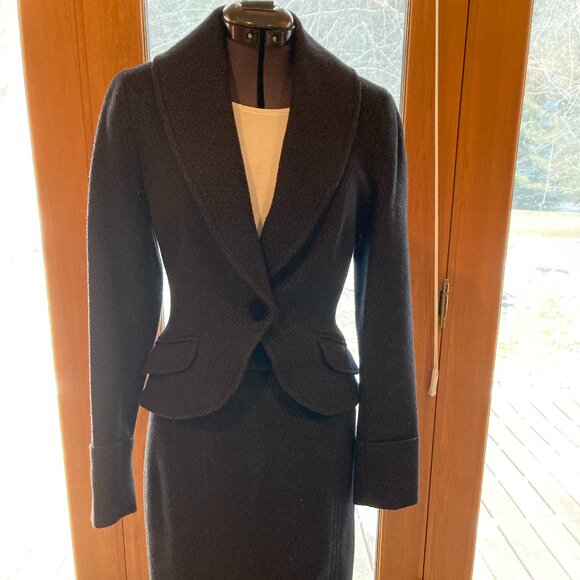 NEW, NEVER WORN-Philippe Adec Wool Blend Jacket Navy/Black Geometric Print Sz 2 - Picture 1 of 9